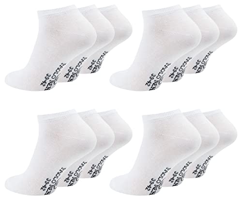 Paolo Renzo Sneaker Socken Damen & Herren aus Baumwolle 12 Paar Unisex Sneakersocken Kurze Socken OEKO-TEX Standard 100 Größe 43/46 Weiß von Paolo Renzo