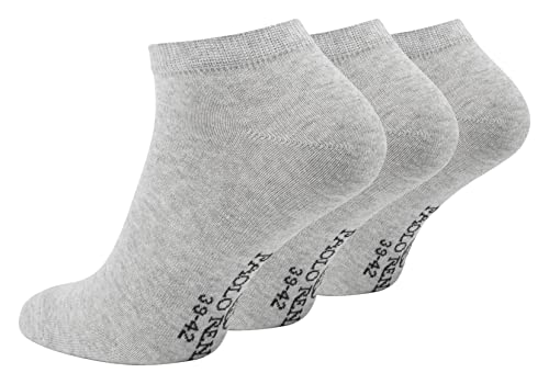 Paolo Renzo Sneaker Socken Damen & Herren aus Baumwolle 3 Paar Unisex Sneakersocken Kurze Socken OEKO-TEX Standard 100 Größe 39/42 Grau von Paolo Renzo