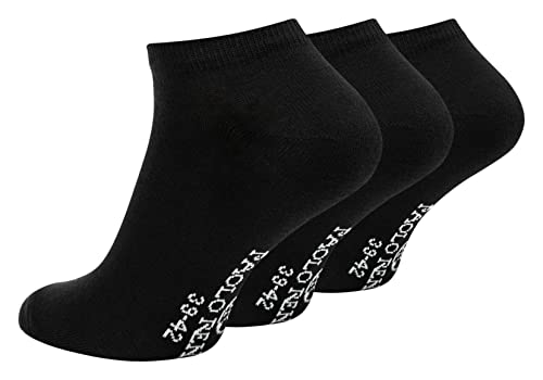 Paolo Renzo Sneaker Socken Damen & Herren aus Baumwolle 3 Paar Unisex Sneakersocken Kurze Socken OEKO-TEX Standard 100 Größe 39/42 Schwarz von Paolo Renzo