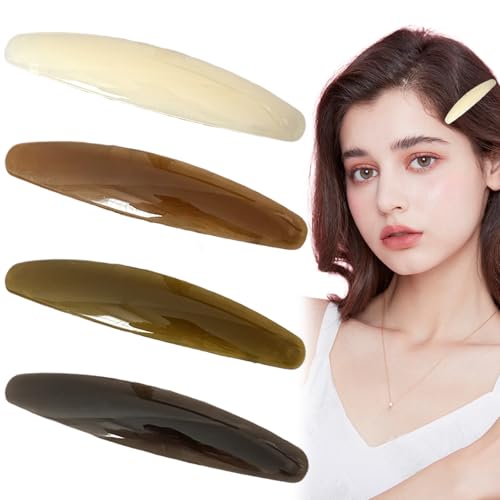 Retro-Haarspangen aus Acetat, große Haarspangen, flache Haarklammern, seitliche Haarspangen, Metall, rutschfest, federbelastet, Haarschmuck für Damen und Mädchen für dünnes und dickes Haar, 4 Stück Retro-Haarspangen aus Acetat, große Haarspangen, flache Haarklammern, seitliche Haarspangen, Metall, rutschfest, federbelastet, Haarschmuck für Damen und Mädchen für dünnes und dickes Haar, 4 Stück von Paotxpum