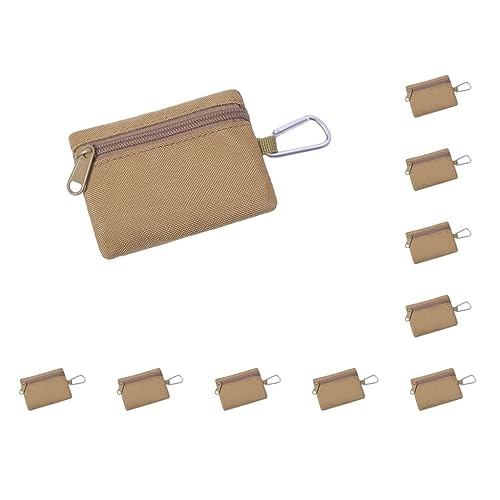 10 Set Mehrzweck Geld Brieftasche Tasche Kleingeld Geldbörse Schlüssel Beutel mit Reißverschluss Minimalistische Braun Braun Gegensprechanlage Tasche von Paowsietiviity