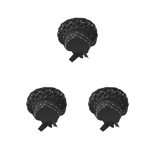 Afrikanische Turban Frauen Pailletten Headwear Kopftuch Haar Abdeckung Mädchen Headwrap Braun, 3er-Set (schwarz), L von Paowsietiviity