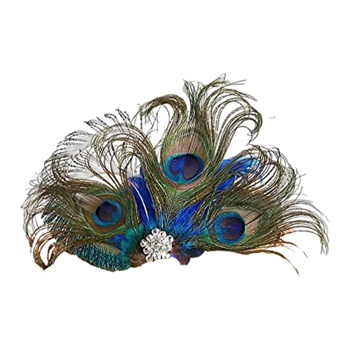 Fascinator mit Pfauenfeder, Haarclip, für Kostümzubehör, Grün, 16 x 18 cm von Paowsietiviity