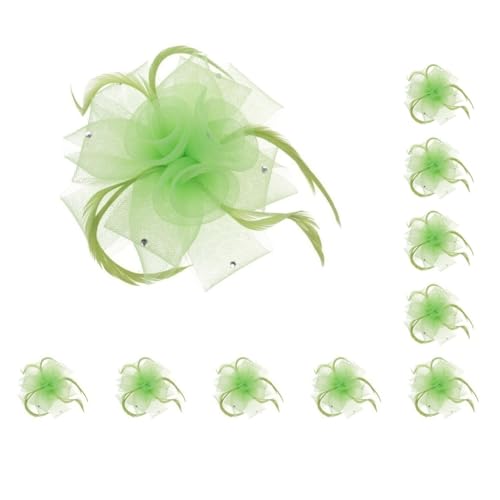 Fascinator mit Rosenfedern, für Hochzeit, Brautschmuck, Damen, mit Federn, Limettengrün, 10 Stück von Paowsietiviity