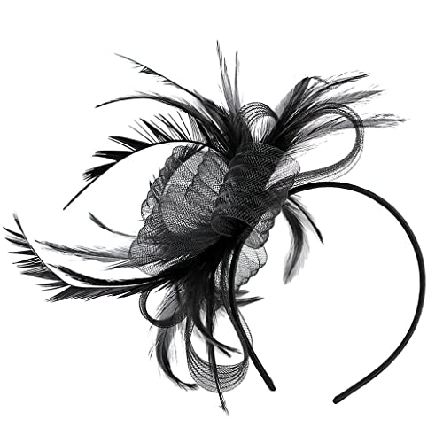 Feder Fascinators Damen Hochzeit Braut Brüllen 20er Jahre Kopfschmuck Schwarz von Paowsietiviity