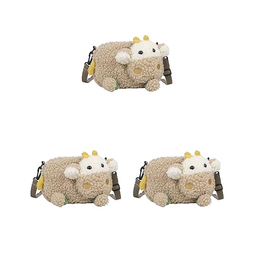 Frauen Mädchen Plüsch Kalb Umhängetasche Plüsch Tier Reißverschluss Casual Niedlich, 3 Set (Wade), Medium von Paowsietiviity