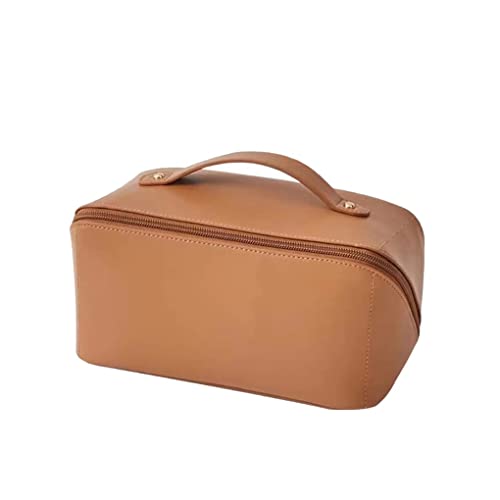 Kosmetik Aufbewahrungstasche PU Leder Große Kapazität Toilettenartikel Beutel Fall Tragbare Make-up Container Waschen Tasche Mädchen Weiß, braun, Siehe Produktbeschreibung, Als Beschreibung von Paowsietiviity