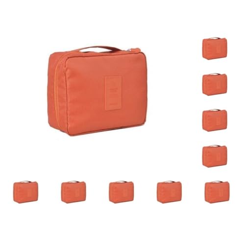 Kosmetik-Aufbewahrungstasche Wasserdicht Große Kapazität Tragen Toilettenartikel Beutel Fall Home Make-up Waschen Tasche Frauen Mädchen Rotwein, 10 Set (Orange), Siehe Produktbeschreibung, Als von Paowsietiviity