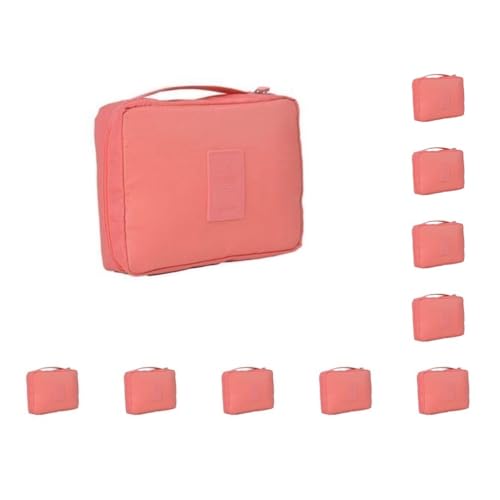 Kosmetik-Aufbewahrungstasche Wasserdicht Große Kapazität Tragen Toilettenartikel Beutel Fall Home Make-up Waschen Tasche Frauen Mädchen Rotwein, 10er-Set (Wassermelonenrot), Siehe Produktbeschreibung, von Paowsietiviity