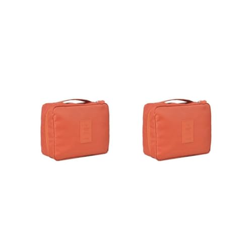 Kosmetik-Aufbewahrungstasche Wasserdicht Große Kapazität Tragen Toilettenartikel Beutel Fall Home Make-up Waschen Tasche Frauen Mädchen Rotwein, 2er-Set (orange), Siehe Produktbeschreibung, Als von Paowsietiviity