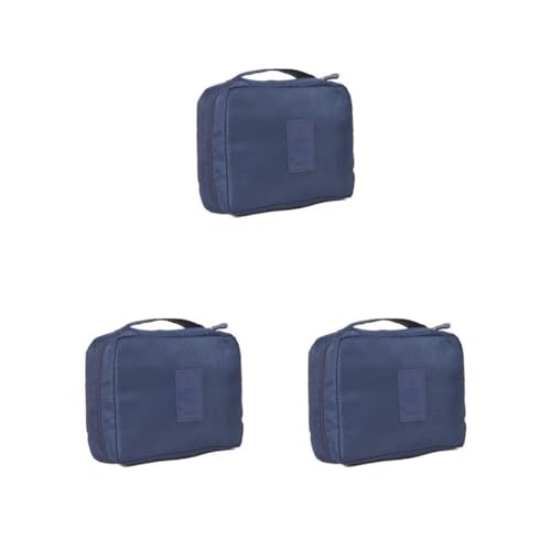 Kosmetik-Aufbewahrungstasche Wasserdicht Große Kapazität Tragen Toilettenartikel Beutel Fall Home Make-up Waschen Tasche Frauen Mädchen Rotwein, 3er-Set (Marineblau), Siehe Produktbeschreibung, Als von Paowsietiviity