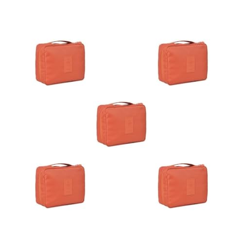 Kosmetik-Aufbewahrungstasche Wasserdicht Große Kapazität Tragen Toilettenartikel Beutel Fall Home Make-up Waschen Tasche Frauen Mädchen Rotwein, 5er-Set (orange), Siehe Produktbeschreibung, Als von Paowsietiviity