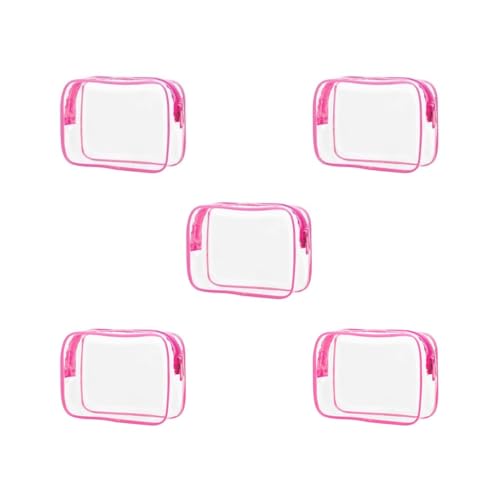 Kulturbeutel, transparent, PVC, wasserdicht, mit Reißverschluss, tragbar, für Mädchen, Weiß, 5er-Set (rosa), Siehe Produktbeschreibung, Siehe Beschreibung von Paowsietiviity