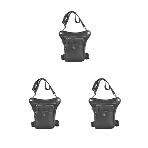 Mode Männer Drop Bein Tasche Oberschenkel Taille Pack Hüfttasche Beutel für Klettern Sport Braun, 3er-Set (schwarz), 23x15x4CM, Als Beschreibung von Paowsietiviity