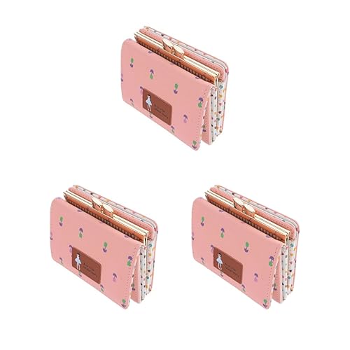 Paowsietiviity Damen Bifold Geldbörse Clutch Kartenhalter Geldbörse Kurze Handtasche Rosa, 3er-Set (Rosa), as described, Als Beschreibung von Paowsietiviity