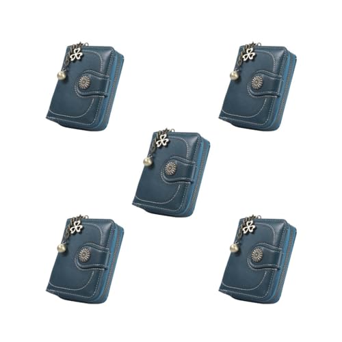 Paowsietiviity Geldwechsel Kurze Brieftasche PU Leder Reißverschluss Geldbörse Debit Kartenhalter Tragetasche Geburtstag Festival Gelb, 5 Set (blau), 5x9x3.5cm/1.97x3.54x1.38 in, Als Beschreibung von Paowsietiviity