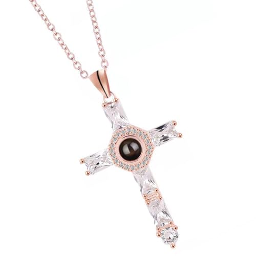 Paowsietiviity Halskette mit Anhänger, religiöser Charm, Choker, für Damen und Mädchen, leicht, glänzend, Schmuck, Geschenk, Party, Urlaub, Freundschaft, Roségold, Siehe Produktbeschreibung, von Paowsietiviity