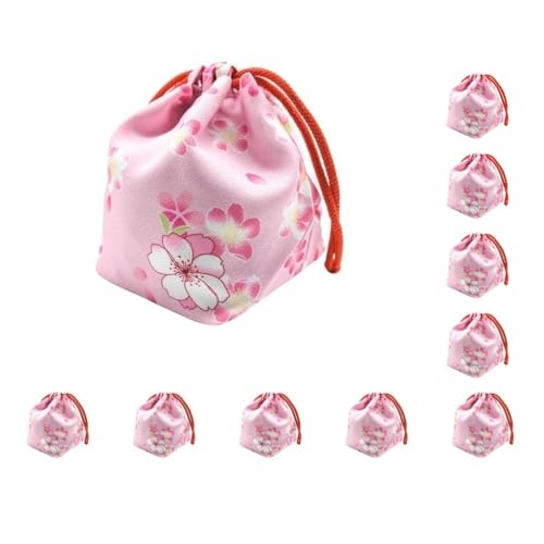 Paowsietiviity Japanische Kordelzug-Tasche Münzbörse Mittagessen Tasche Lebensmittelbeutel rot 14x12x16 cm, 10 set (rosa, 14x12x16 cm), 14x12x16 cm von Paowsietiviity