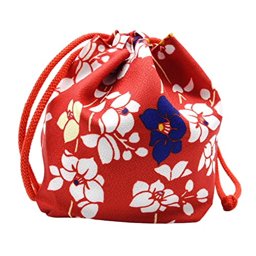 Paowsietiviity Japanische Kordelzug-Tasche Münzbörse Mittagessen Tasche Lebensmittelbeutel rot 14x12x16 cm, Rot, 14 x 12 x 16 cm, 14x12x16 cm von Paowsietiviity