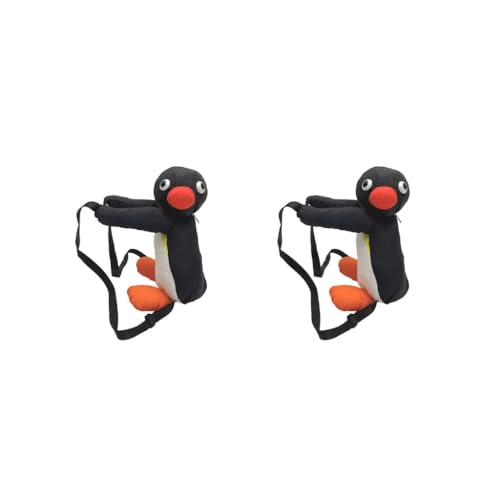 Paowsietiviity Lustiger Plüsch Rucksack Telefon Tasche Plüschtier für Kinder Kinder Geschenk, Pinguin, 2er-Set (Pinguin), 18 x 38 x 8cm von Paowsietiviity