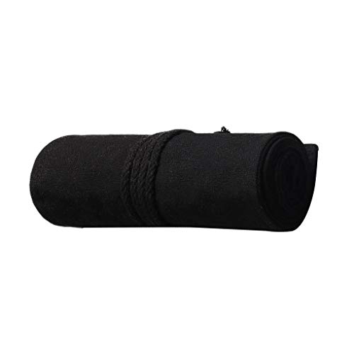 Paowsietiviity Roll-Up-Leinen-Etui für Pinsel, Bleistift, Zeichnen, Stiftehalter, Organizer, Aufbewahrung, 12–72 Löcher, schwarz, 20 x 58 cm von Paowsietiviity