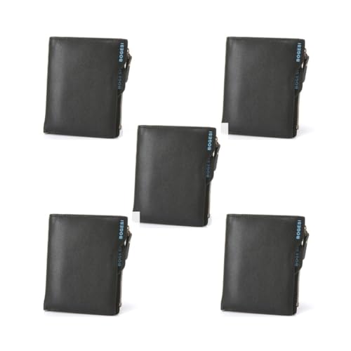 Paowsietiviity Vertikale Herren ID Cridit Kartenfächer PU Bifold Stil Kurze Brieftasche Reißverschluss Münze Geld Geldbörse, Schwarz, 5er-Set (schwarz), Siehe Produktbeschreibung, Als Beschreibung von Paowsietiviity