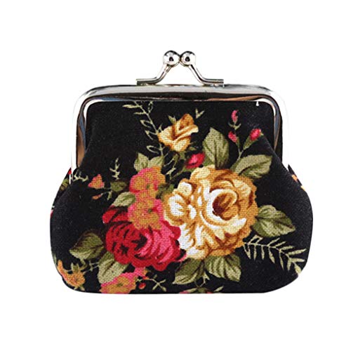 Weibliche Brieftasche Mini Blumenmuster Schnalle Brieftaschen Handtasche Elegante Geld Anhänger Taschen Vintage Stil Münzen Geldbörse Zubehör Weiß, Schwarz , Schwarz, Als Beschreibung von Paowsietiviity