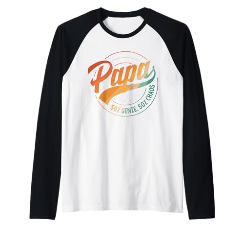 Herren Papa 50% Genie 50% Chaos Lustig Vatertag Witzig Vater Raglan von Papa Genie Chaos Vatertag Geschenk Familie Kinder