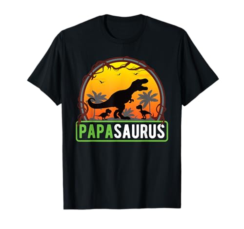 Papasaurus T-Rex Papa | 2 Kinder Dino Vater | Vatertag T-Shirt von Papa Geschenkidee Geburtstag Vatertag Geschenk