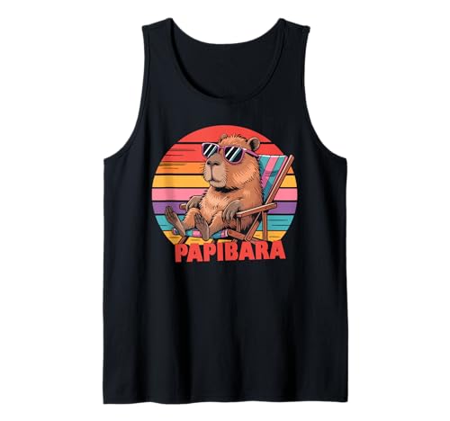 Papibara – Capybara Wortspiel Vatertag, Männer Papa Tank Top Papibara – Capybara Wortspiel Vatertag, Männer Papa Tank Top von Papa Humor Tiere Sprüche Designs