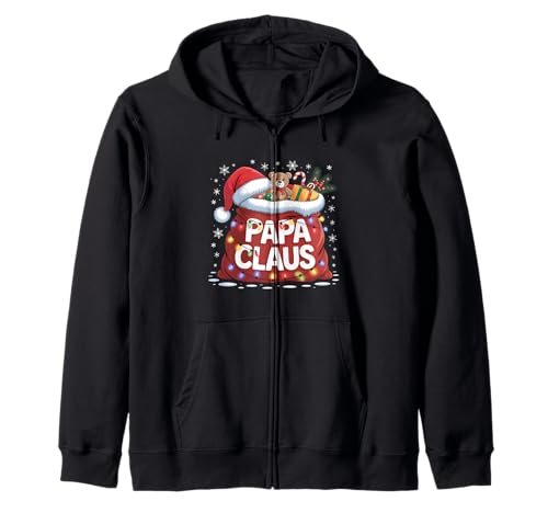 Papa Claus Santa's Magic Sack of Toys Christmas for Men Kapuzenjacke von Papa Santa Claus Xmas Lights Santa Hat