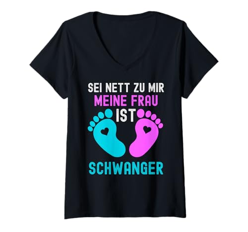 Damen Schwangerschaft Verkünden Zukünftiger Papa Werdender Vater T-Shirt mit V-Ausschnitt von Papa Zukünftige Eltern Zukünftiger Vater Werdender