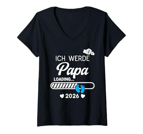 Damen Papa 2026 Loading, Ich Werde Papa 2026, Papa 2026 T-Shirt mit V-Ausschnitt Damen Papa 2026 Loading, Ich Werde Papa 2026, Papa 2026 T-Shirt mit V-Ausschnitt von Papa and Mama 2026