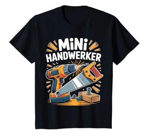 Kinder Mini Handwerker Ich BAU Mit Papa! Junge Jungs Baustelle T-Shirt von Papa und Sohn Mini Handwerler Sprüche