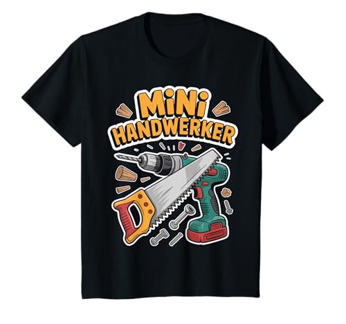 Kinder Mini Handwerker Ich BAU Mit Papa! Junge Jungs Baustelle T-Shirt von Papa und Sohn Mini Handwerler Sprüche