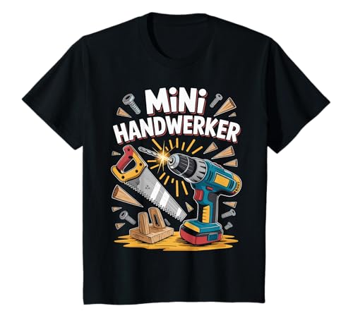 Kinder Mini Handwerker Ich BAU Mit Papa! Junge Jungs Baustelle T-Shirt von Papa und Sohn Mini Handwerler Sprüche