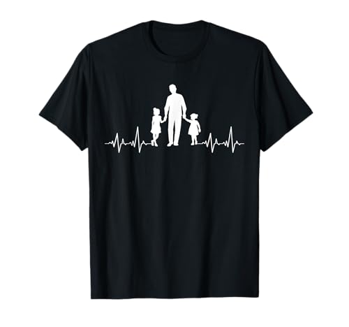 Papa und zwei Töchter 2 Mädchen Herzschlag Frequenz Vatertag T-Shirt Papa und zwei Töchter 2 Mädchen Herzschlag Frequenz Vatertag T-Shirt von Papa und zwei Töchter Vatertag Shop