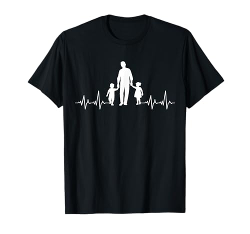 Papa zwei Kinder Vater Herzschlag Puls Frequenz Vatertag T-Shirt von Papa zwei Kinder Vatertag Shop