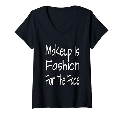 Damen Make-up ist Mode für das Gesicht T-Shirt mit V-Ausschnitt von Papa