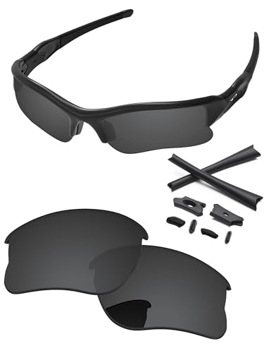 PapaViva Ersatzlinsen & Gummi-Kits für for Oakley Flak Jacket XLJ Pro+ Schwarz Grau Polarisiert von PapaViva