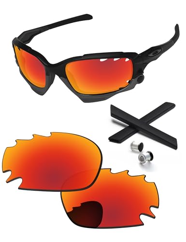 PapaViva Ersatzlinsen & Gummi-Kits für for Oakley Jawbone Vented Pro+ Feuerrot Polarisiert von PapaViva