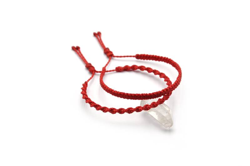 x2 Rote Schnur Spiralarmband Handgefertigt Mit Gewachsten Schnüren/Freundschaft/Liebe/Glücksfäden Armband Unisex Wasserdicht Réf.pp+Ps233 von PapachoCreations