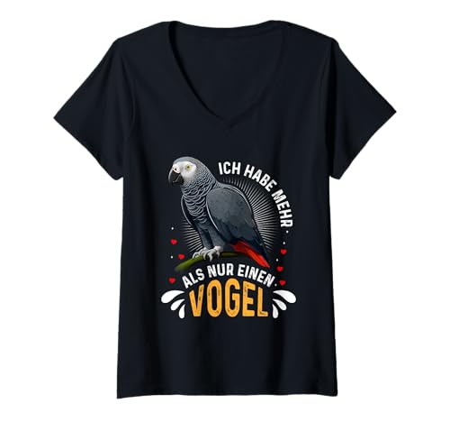 Damen Grau Papagei Bei mir piept´s African Grey Vogelliebhaber T-Shirt mit V-Ausschnitt von Papagei Geschenke Grau Papagei Fan Vogelliebhaber