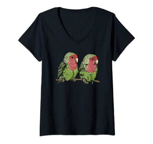 Damen Rosenköpfchen I Unzertrennliche Motiv für Vogelhalter T-Shirt mit V-Ausschnitt Damen Rosenköpfchen I Unzertrennliche Motiv für Vogelhalter T-Shirt mit V-Ausschnitt von Papagei Käfig Graupapagei Madagaskar Vasapapagei