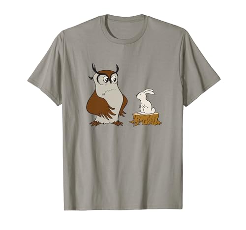 Lustige Eule mit Hase Comic Grafik für Herren Damen Kinder T-Shirt von Papagei Tierhalter witzige lustige Sprüche