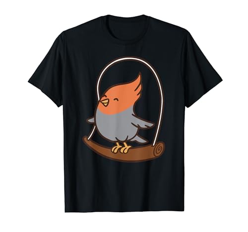 Witziger Vogel schaukelt auf Schaukel - Herren Damen Kinder T-Shirt von Papagei Tierhalter witzige lustige Sprüche