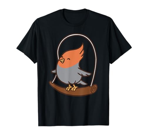 Witziger Vogel schaukelt auf Schaukel - Herren Damen Kinder T-Shirt von Papagei Tierhalter witzige lustige Sprüche