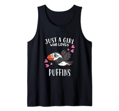 Papageientaucher Liebhaber Just A Girl Who Loves Puffins Tank Top von Papageientaucher Kostüm Geschenk für Mädchen