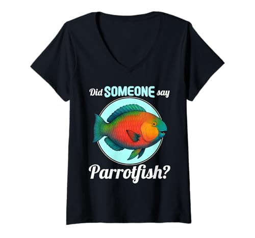 Damen Papageifische Papageifisch T-Shirt mit V-Ausschnitt Damen Papageifische Papageifisch T-Shirt mit V-Ausschnitt von Papageifische Papageifisch Tier Shop