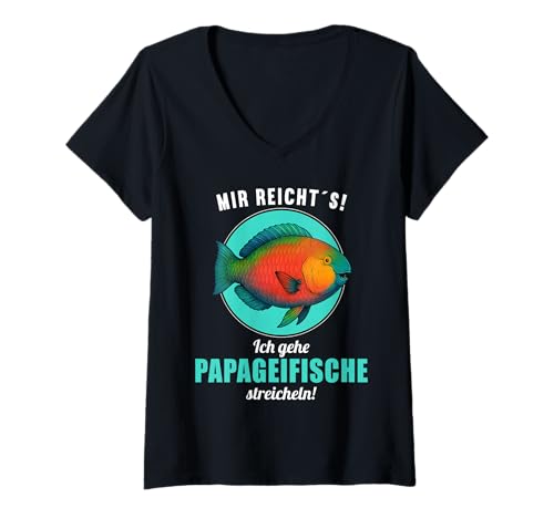Damen Papageifische Papageifisch T-Shirt mit V-Ausschnitt Damen Papageifische Papageifisch T-Shirt mit V-Ausschnitt von Papageifische Papageifisch Tier Shop